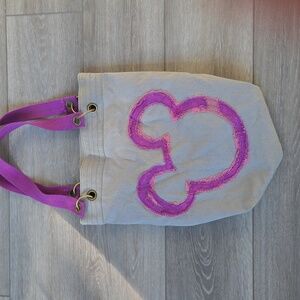 Disney Parks Mickey Purple and Gray Canvas Tote Bag